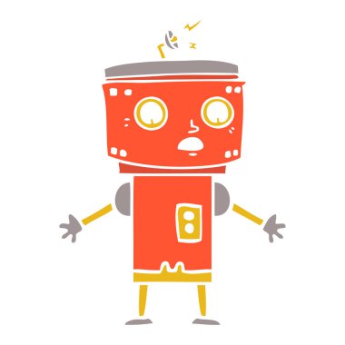 düz renk tarzı çizgi film robot