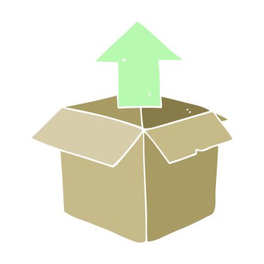 düz renk illüstrasyon ve bir kutu açma