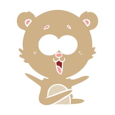 oyuncak ayı düz renk stil çizgi film gülüyor