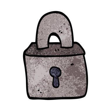 çizgi film doodle asma kilit, vektör çizim