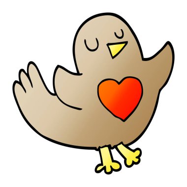 aşk kalp karikatür doodle kuşla