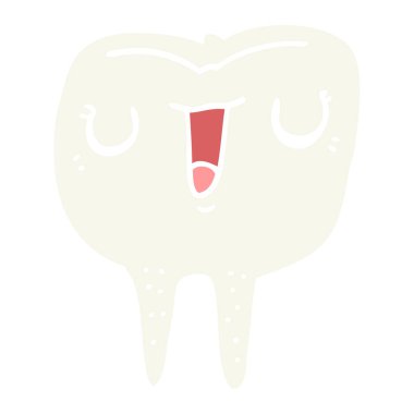 düz renk stil karikatür mutlu diş