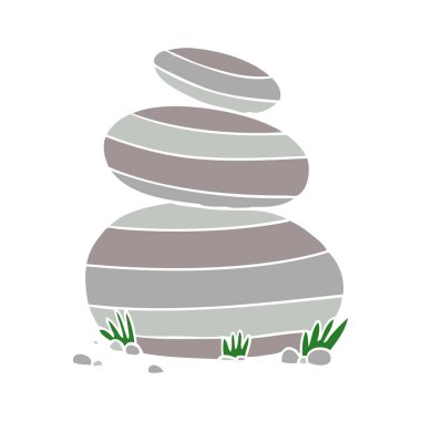 düz renk tarzı çizgi film büyük yığılmış taşlar