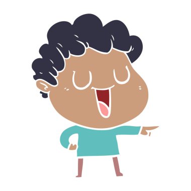 düz renk tarzı çizgi film adam işaret