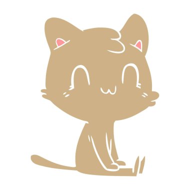 düz renk stil karikatür mutlu kedi