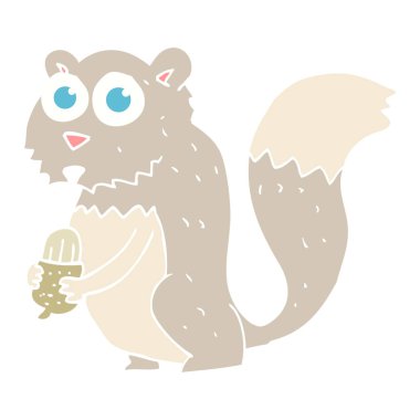 kızgın sincap fındık ile düz renkli çizimi