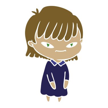 düz renk tarzı çizgi film kadın