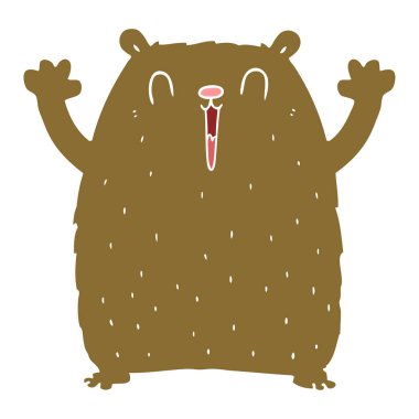 mutlu düz renk tarzı çizgi film ayı