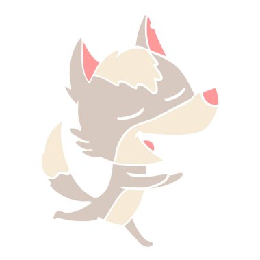 düz renk tarzı çizgi film kurt gülüyor