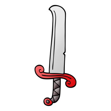 çizgi film doodle uzun kılıç