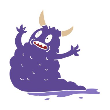 çizgi film doodle iblis düz simgesi izole beyaz arka plan, vektör, illüstrasyon, Cadılar Bayramı kavramı 