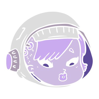 düz renk stil karikatür astronot yüz