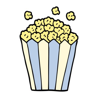 çizgi film doodle beyaz arka plan üzerinde patlamış mısır