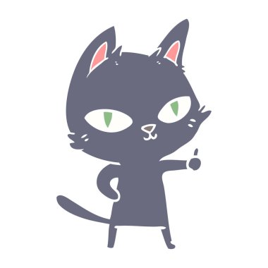 düz renk stil karikatür kedi bakıyor