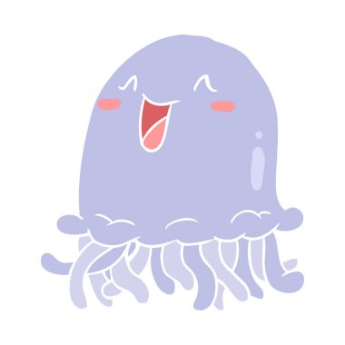 düz renk tarzı çizgi film denizanası