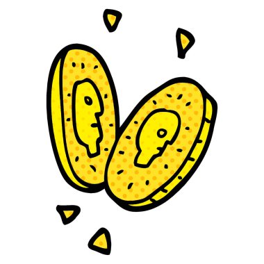 çizgi film doodle altın sikkeler