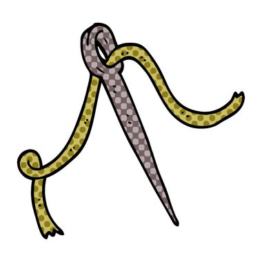 çizgi film doodle iğne ve iplik