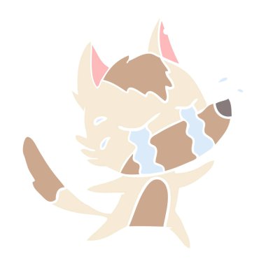 düz renk tarzı çizgi film ağlayan kurt