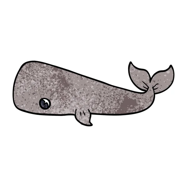 Cartoon Doodle Whale Vit Bakgrund — Stock vektor