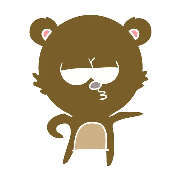 Нудний Ведмідь Плоский Колір Мультфільм — стоковий вектор