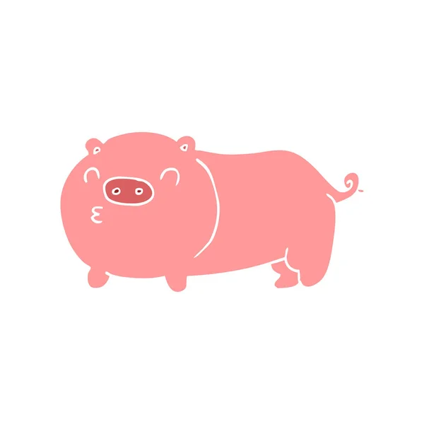 Cerdo Dibujos Animados Estilo Color Plano — Vector de stock