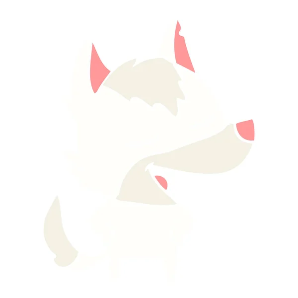 Egale Kleur Stijl Cartoon Wolf Lachen — Stockvector