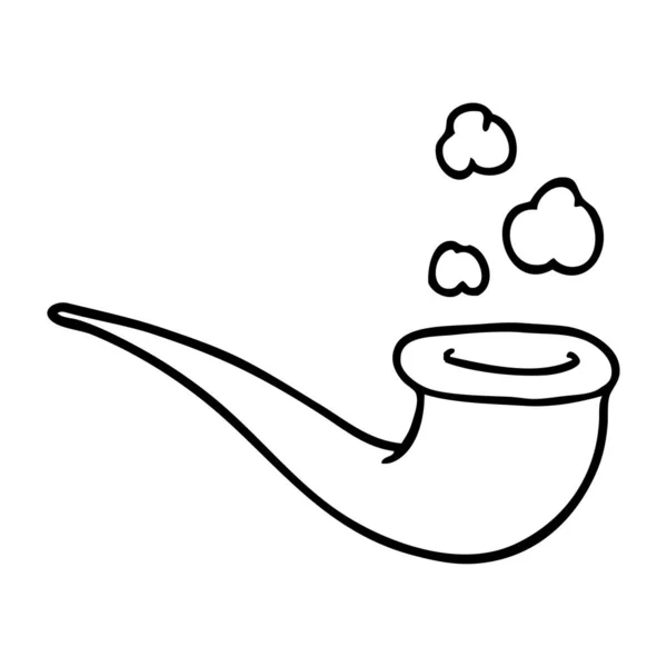 Línea Dibujo Dibujos Animados Fumar Pipa — Archivo Imágenes Vectoriales