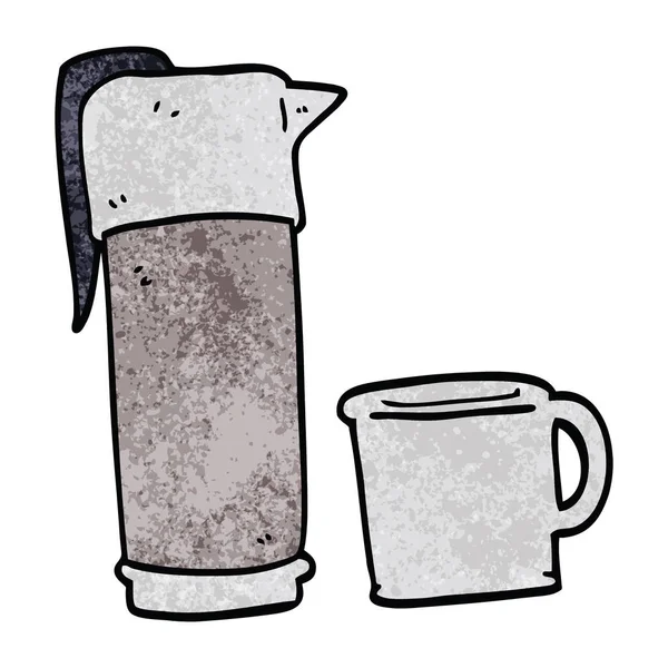 Cartoon Doodle Koffie Thermos — Stockvector