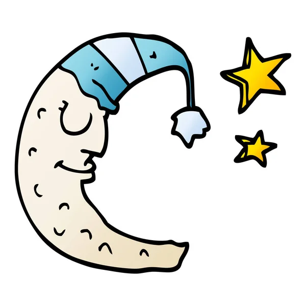 Γελοιογραφία Doodle Φεγγάρι Τον Ύπνο Καπ — Διανυσματικό Αρχείο
