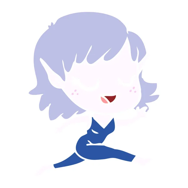 Счастливый Плоский Цветной Мультфильм Бегущей Девушке — стоковый вектор