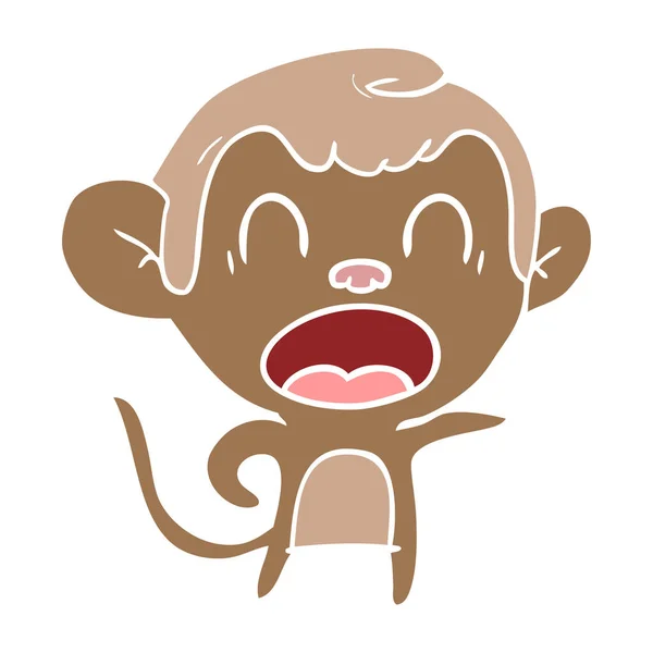 Φωνάζοντας Επίπεδη Χρώμα Στυλ Κινουμένων Σχεδίων Μαϊμού — Διανυσματικό Αρχείο