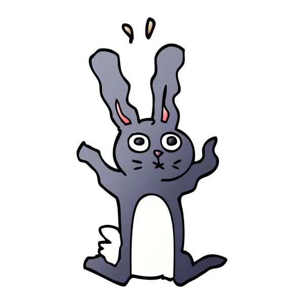 Cartone Animato Doodle Coniglio Eccitato — Vettoriale Stock