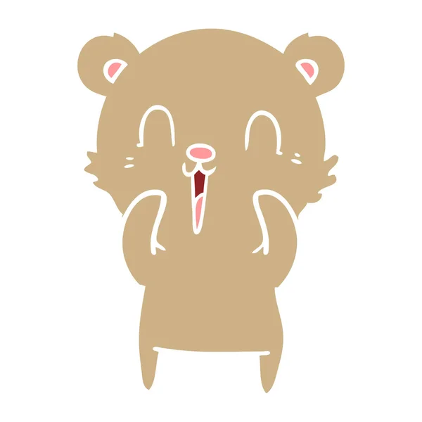 Щасливий Плоский Колір Мультяшний Ведмідь — стоковий вектор
