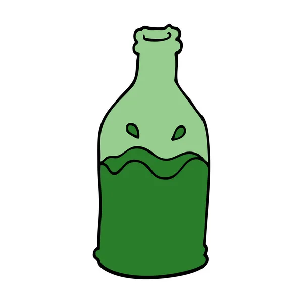 Dibujos Animados Garabato Botella Verde — Vector de stock