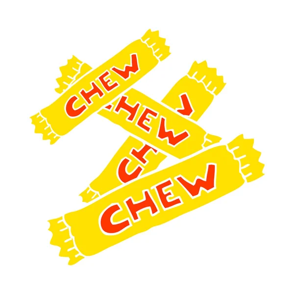 Flat Color Illustration Chew Candy — Stock Vector