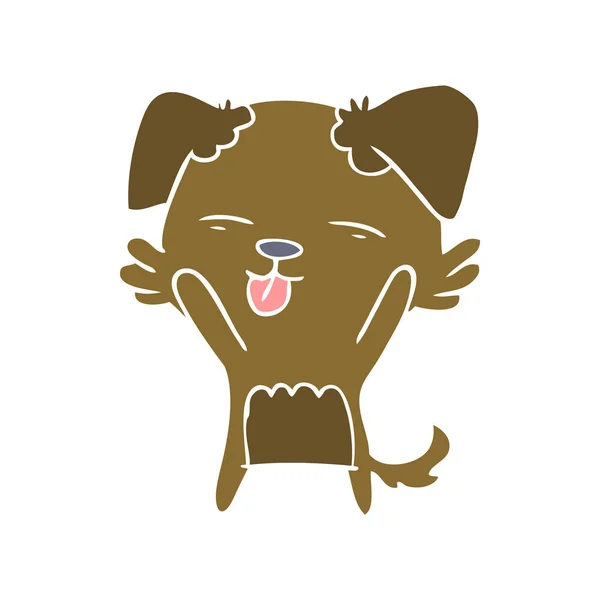 Flache Farbe Stil Cartoon Hund Streckt Die Zunge — Stockvektor