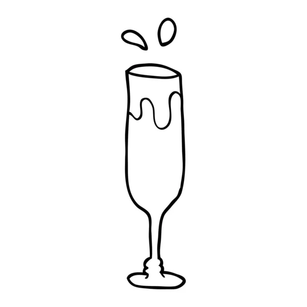 Dessin Ligne Champagne Dessin Animé — Image vectorielle