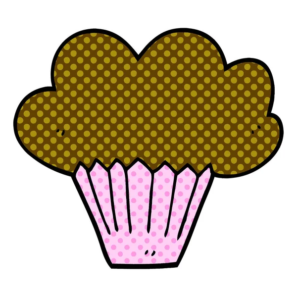 Dibujos Animados Doodle Cupcake Sobre Fondo Blanco — Archivo Imágenes Vectoriales