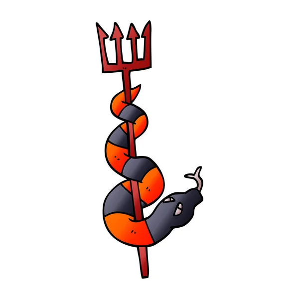 Serpent Gribouille Dessin Animé Sur Fourchette Diables — Image vectorielle
