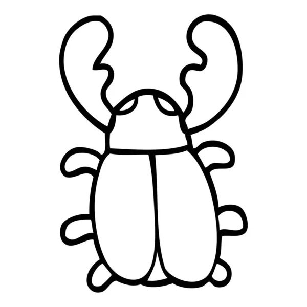 Line Drawing Cartoon Huge Beetle — Stock Vector