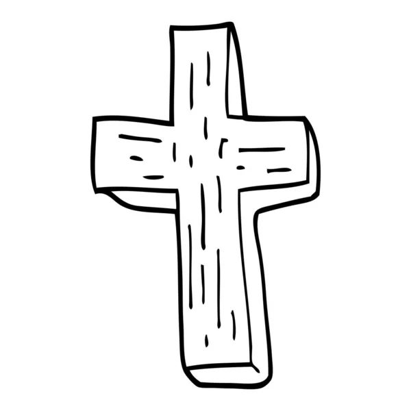 Лінія Малювання Мультфільм Анти Вампірський Хрест — стоковий вектор