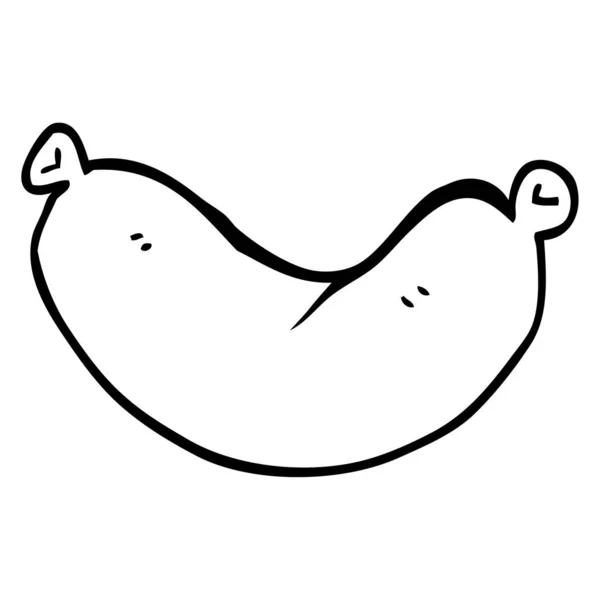 Line Drawing Cartoon Sausage — Stock Vector