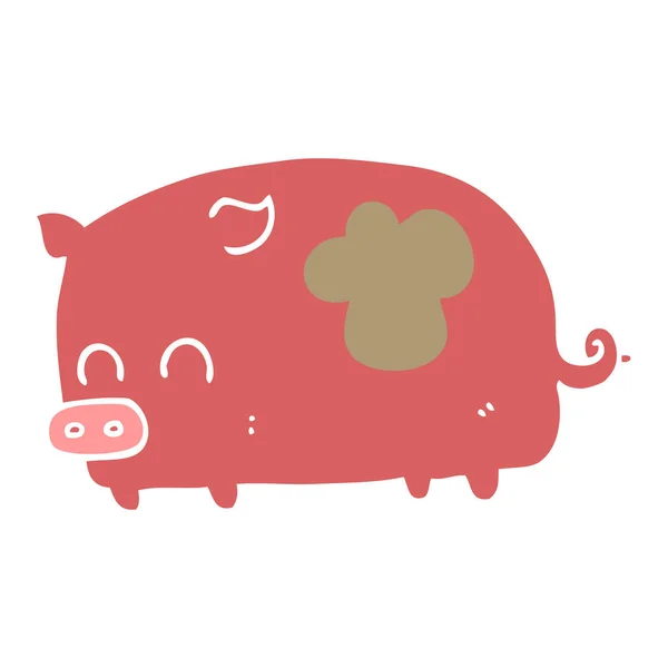 Cute Flat Color Style Cartoon Pig — Stock Vector