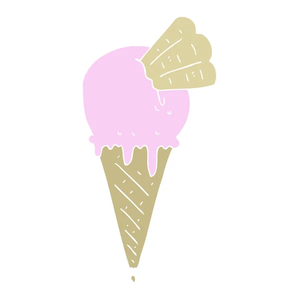 Flat Color Illustration Ice Cream Cone — Stock Vector