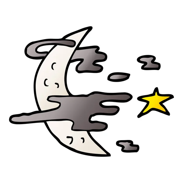 Desenho Animado Doodle Lua Assustadora — Vetor de Stock
