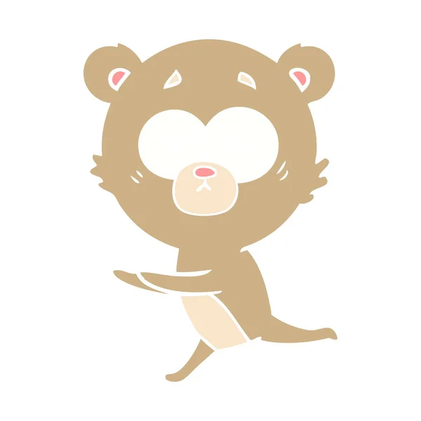 Oso Preocupado Color Plano Estilo Dibujos Animados — Vector de stock