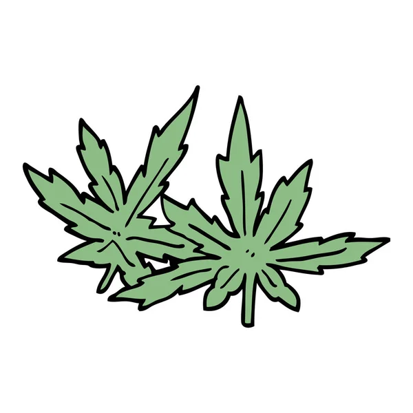 Desenhos Animados Doodle Folhas Maconha —  Vetores de Stock