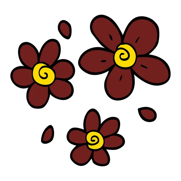 Dibujos Animados Garabatos Flores Diseño Vectores — Vector de stock