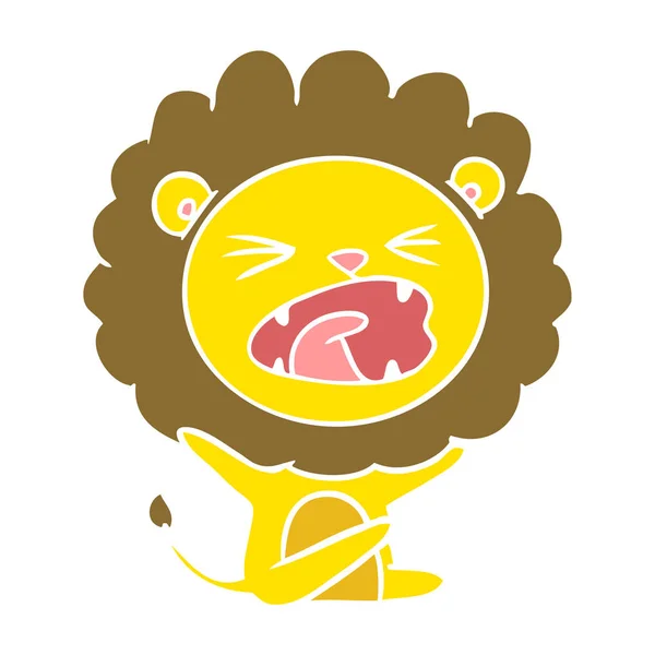 Couleur Plate Style Dessin Animé Lion Lancer Tantrum — Image vectorielle