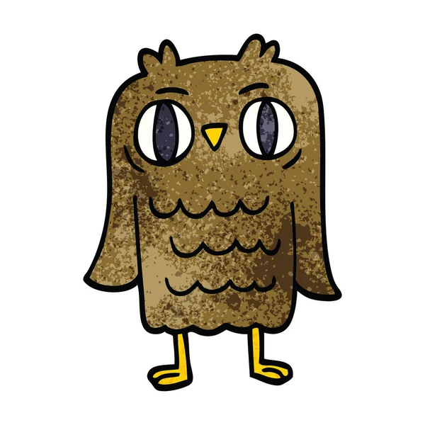 Cartoon Doodle Owl Vit Bakgrund — Stock vektor